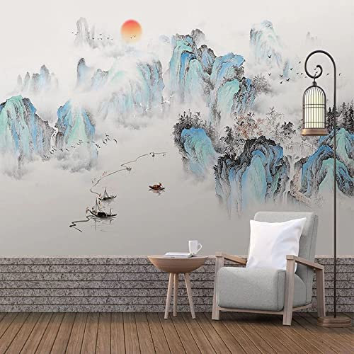 XTSWallpaper Fumée Montagnes Paysages 200X100Cm Papier Peint Photo 3D Optique Trompe L Oeil | Déco Mural Tableaux Muraux Photo Mural Décor Motif Poster Géant Stickers Muraux Optique Fond Effet