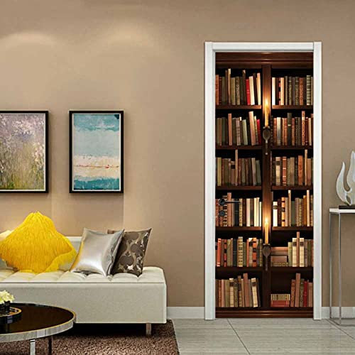 Dekorative Malerei 3d Türaufkleber 40x120cm(15.74 inches * 47.24 inches)Bücher Bücherregale Türtapete selbstklebend TürPoster Fototapete Türfolie Poster Tapete 3D Türaufkleber Selbstklebend DIY Türbil