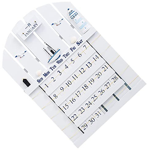 BESPORTBLE 1 Stück Wandkalender Schreibtisch Kalender Tischaufsatz Segelboot Datum Block Büro Holz Wandkunst Mittelmeer 2021 Dekoration Dekorativer