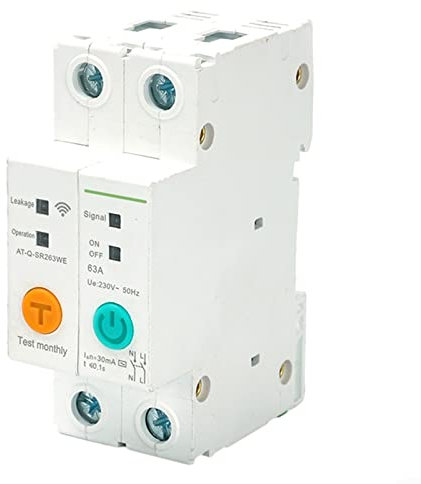 Interruptor de circuito inteligente WiFi, aplicación para Ewelink WiFi, interruptor inteligente de 2 p riel DIN para protección de circuito (16 A)