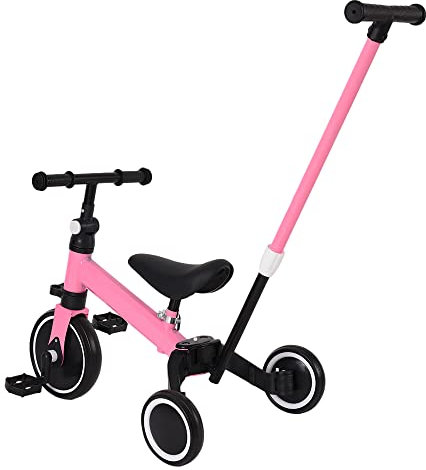 Draisienne Vélo pour Enfant à partir de 1 an, Jouet avec 3 Roues pour Vélo bébé de 12 à 36 Mois, Premier vélo sans pédales pour garçons et Filles comme Cadeau d'anniversaire-3 en 1 (Rose)