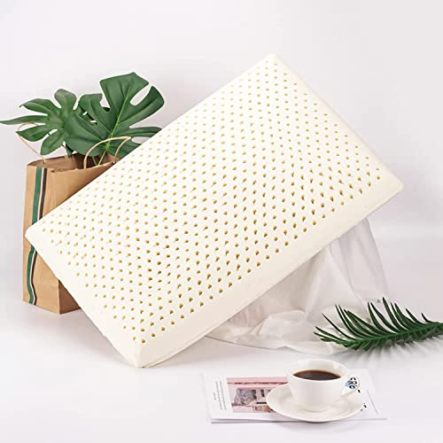 Talatex Cuscino in lattice Dunlop naturale, cuscino in lattice di profilo medio, allevia la pressione, il dolore al collo e alle spalle, senza sostanze chimiche tossiche in memory foam (media