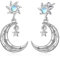 KINGWHYTE Mondstein Mond Ohrringe 925 Sterling Silber Sonnen und Stern Tropfen Ohrringe Schmuck Geschenke für Frauen Freundinnen
