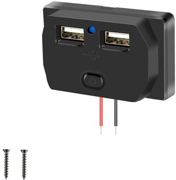 I LITTON Dual RV USB Socket Car Charger Sockets with Switch, 12V-24V RV USB Outlet Quick Charge Socket Panel with Spring Cover, Panel Mount USB Charging Socket for RV Boat Marine Trucks Motorcycle