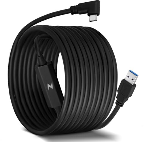 AXFEE 16.4FT Link Cable Compatible with Meta/Oculus Quest 3/2/1 VR Headset and Gaming PC, Fast Charge USB 3.0 Type A to C Link Cable with Separate USB C Charging Port for Ultra-Durable Power