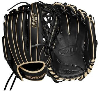 Wilson 2024 A700 Baseball-Pitcher-Handschuh, 30,5 cm, Schwarz/Blond, für Linkshänder