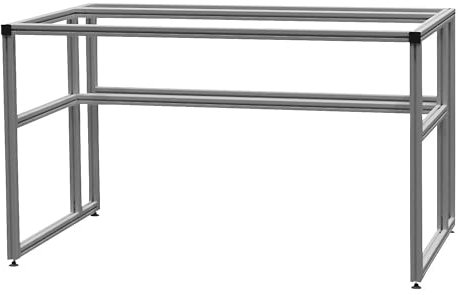 bedrunka hirth | workalu® Aluminium-Werkbank | Grundgestell | Aluminium | 4-Fuß | BxH 700 x 850 mm