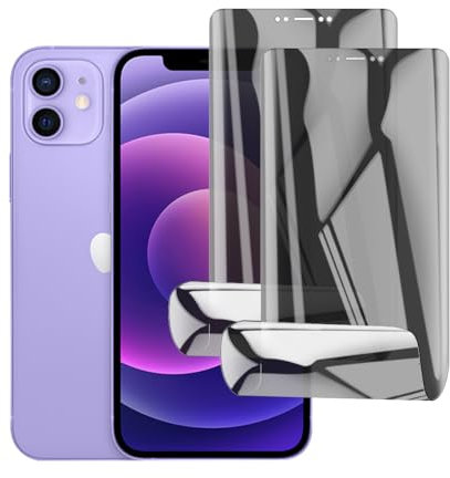 Glcrrpu Pack of 2 Privacy Screen Protectors for iPhone 12 Mini, Hydrogel Flexible Transparent TPU, Screen Protector, Scratching, Easy to Install Screen Protector