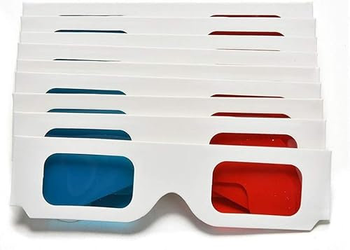 Lot de 3 paires de lunettes stéréo 3D pliables en carton pour films, télévision, magazines et plus encore, accessoires de télévision et vidéo Bleu et rouge