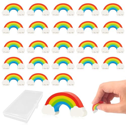 24 Stück Regenbogen Radiergummis Schreibwaren Bunte, Kinder Kawaii Radiergummi, Kunststoff weiche Radiergummi, Kinder Geburtstagsparty Geschenk
