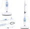 Limpiador a vapor y escoba de vapor, mopa de vapor de 1500 W, calefacción rápida en 20 segundos, limpiador a vapor, 400 ml de capacidad de agua, incluye 2 almohadillas lavables para moquetas y