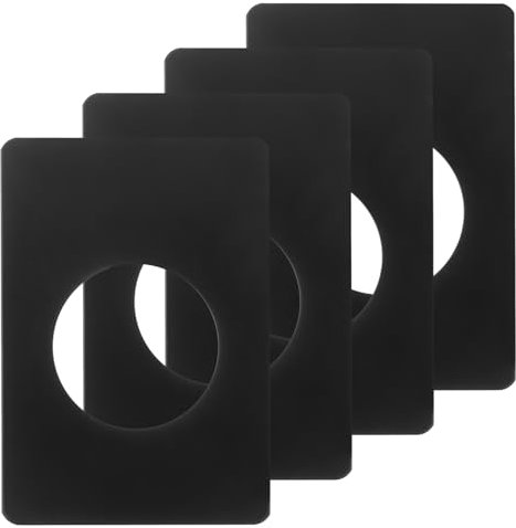 sourcing map 4 Set 130x90mm / 5.12x3.54 Door Knob Reinforcement Plate, Stainless Steel Door Hole Cover Lock Repair Plate for Door Knob Fixing Backing, Black