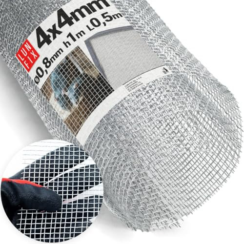 Stahlgitter Feinmaschig Filtersieb Fliegengitter Meterware Schädlingsschutz Stahlgewebe verzinkt 4 mm x 4 mm 0,8 mm 1m x 0,5 m