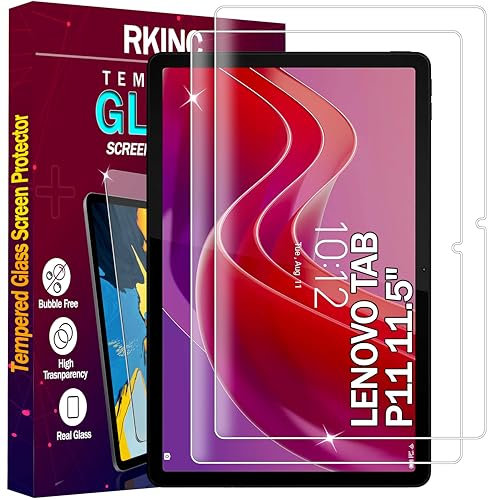 RKINC Verre Trempé [Lot de 2] pour Lenovo Tab P11 2nd Gen 11.5 Pouces, Film Protection écran, Dureté 9H 0,33 mm HD Glass [sans Bulles d'air][Résistant aux rayures][Garantie à vie]