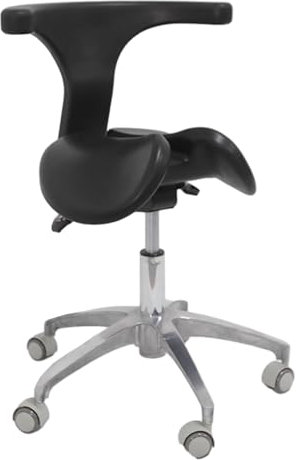 Fußbank Sattelhocker Rollensattelhocker Geteilte Sitzfläche schwarz ergonomischer Satteldrehstuhl mit Rückenlehne hydraulischer Hebehocker für Zahnarzt- Krankenhaus- und Home-Office-Sc