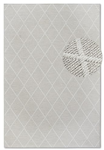 Villeroy & Boch Wollteppich Maria - Natur Wohnzimmerteppich - Schurwolle & Natürlich - Boho Skandi Teppich Wolle für Wohnzimmer, Schlafzimmer, Esszimmer, Flur –Natur Creme, 160x230cm