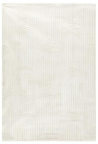 IDIMEX Teppich Bow waschbar 200 x 300 beige mit Shaggy Bogenmuster - Kurzflor rutschfest, schmutz- und wasserabweisend - ideal für Wohnzimmer und Kinderzimmer - strapazierfähig pflegeleicht