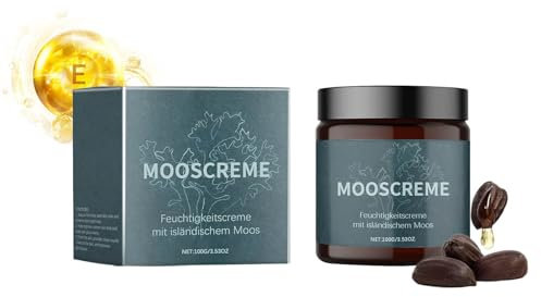 100g Moossalbe - Anti Aging Creme mit hochwirksamen Isländischem Moos - pflegende Gesichtscreme gegen Falten für Frauen & Männer - Antifaltencreme Soforteffekt (100g)