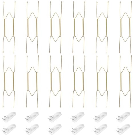 sourcing map Colgadores de Pared Adhesivos, de Acero Inoxidable de 10 Pulgadas, con Ganchos Decorativos y Protector de Punta para Platos Decorativos y Arte