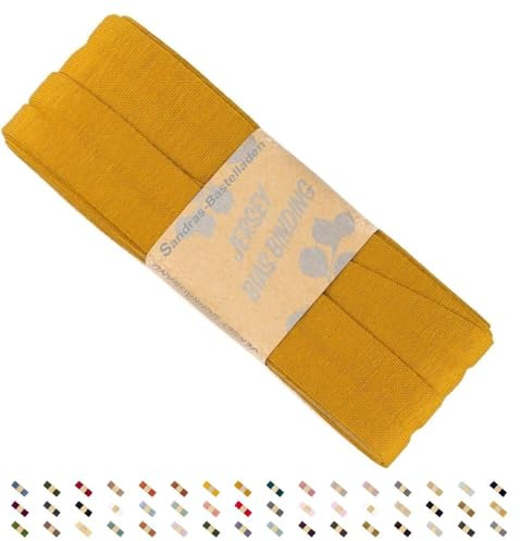 Sandras-Bastelladen Jersey Schrägband/Einfassband elastisch & gefalzt 3m x 20mm - 100% Viskose Ocker