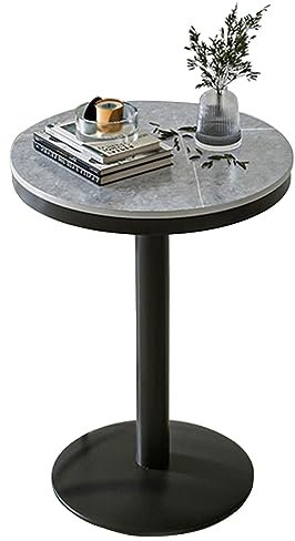 LFONDIGE Runder Esstisch, 21,6 Zoll, moderner runder Stehtisch mit Grauer Marmorplatte und Säulenfuß, Freizeittisch für Küche, Esszimmer, Wohnzimmer (Größe: 55 x 95 cm)