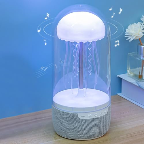 Cymwer Jellyfish Mood Lamp with Bluetooth Speaker, Jellyfish Lamp Night Light Color Changing LED, Floating Jellyfish, Jellyfish Bluetooth Speaker for Bedroom Home Desktop Decoration