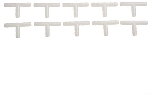 PE-Aquarium-Schlauchverbinder, T-Typ-Adapter für 4 8-mm-Luftpumpenrohre (4 mm), 10 Stück