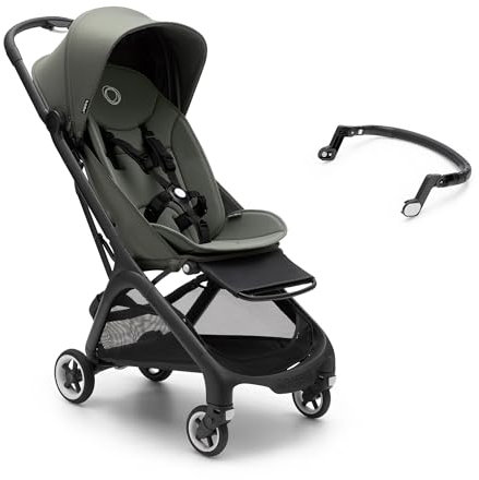 Bugaboo Butterfly Set ultrakompakter Reise-Kinderwagen inkl. Sicherheitsbügel für extra Komfort, klein & leicht, einhändig faltbar, City-Buggy für Babys ab 6 Monaten, Forest Green