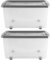Muddy Hands Pack of 2-30 Litre Clear Plastic Storage Boxes with Lids & Wheels Stackable Containers - Length: 50cm - Width: 32cm - Height: 25cm