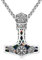 Twoowl Thor Hammer Necklace 925 Sterling Silver Black Opal Mjolnir Pendant Necklace Raven Norse Runes Amulet Viking Jewellery Gifts for Women Men