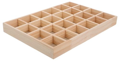 HORIALENCE 24cuadrículas Bandeja Organizadora De Joyas Vitrina De Madera Display Para Aretes y Collares Madera Multifuncional