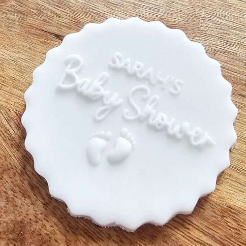 Personalised Baby Shower Debosser for Cakes and Cookies – Custom Name Engraved Icing Stamp and Decorator