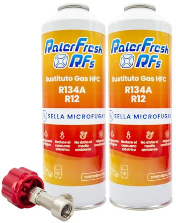 Gas Refrigerante Organico para Aire Acondicionado Coche Ralerfresh RFs Equivalente a 650gr sustituto de los Gases R134a y R12 (2 RFs + Llave)