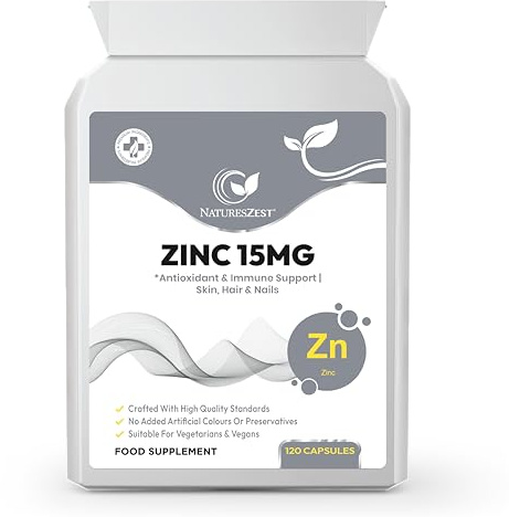 Zinc 15mg Supplement – 120 Vegan Capsules | Highly Absorbable Zinc Citrate for Men and Women | Supports Immunity, Hair, Skin, Nails, Cognitive Function & Bones | UK Made | Non-GMO