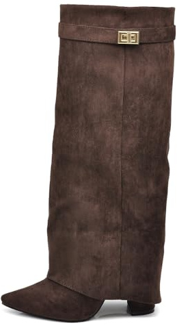 IF FASHION Stivali Alti al Ginocchio Punta a Punta Tacco Alto Gambale A Ghetta Stile Western Comodi e Chic 6885