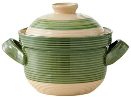Vintage Keramik Suppentopf, Traditioneller Japanischer Tontopf Auflauf,Hochtemperatur Auflauftopf Mit Deckel Hot Pot Eintopf Mit Griffdesign,fur Köcheln Langsames Schmoren(3L)