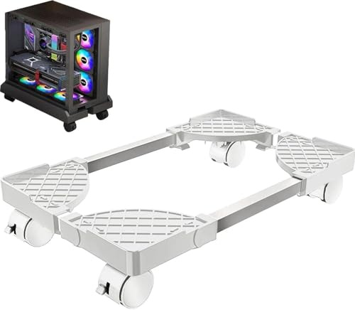 aghoer PC Ständer,Mobilen CPU-Ständer, Universellen mit Vier Rädern, mit feststellbaren Lenkrollen, Computer-zubehör, Computer, Komponenten & zubehör, für Zuhause, Büro Gamer (Weiß)