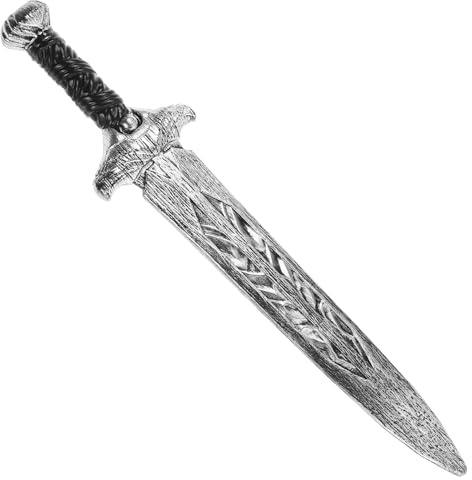 MAJORMENCH Roman Sword Prop Wide Silver Sword for Halloween Cosplay and Interactive Game Play Wear-Resistant for Performance and Training