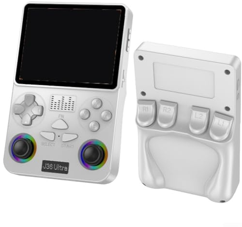 Console de jeu portable HD rétro colorée avec connectivité sans fil et joystick amélioré pour jeu classique et jeu en ligne (blanc)