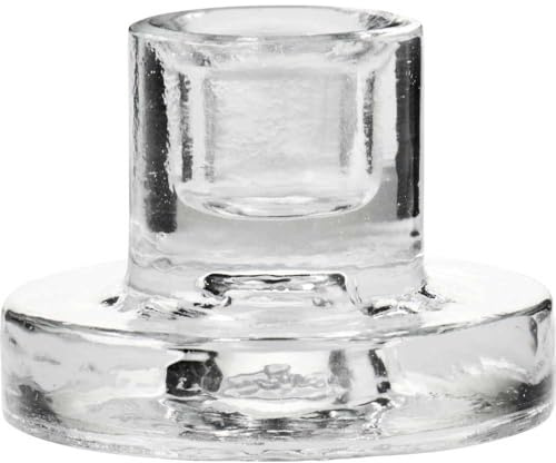 IB Laursen Kerzenhalter Glas RUND für 1 DÜNNE Kerze 5x3,5 cm Kerzenständer