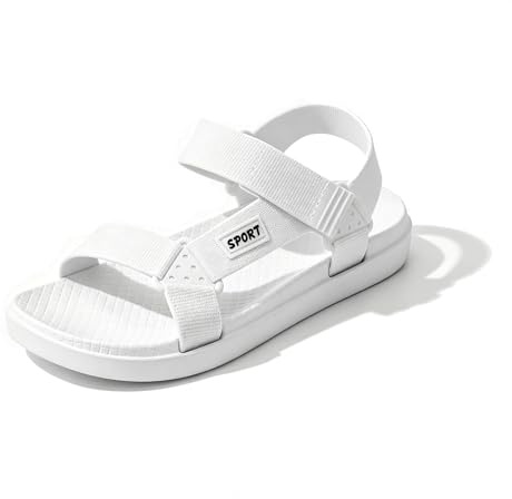 CLEIKS Ciabatte da Donna con Strappo Regolabile Semplici per Piscina Suola Antiscivolo Ideali per Superfici Bagnate Sandali Sportivi Comodi (Bianco,38EU,WEB250277-0)