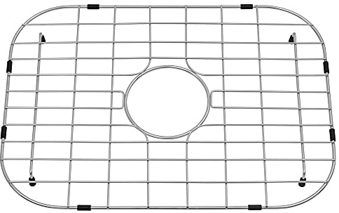 MONSINTA Grille d'évier de cuisine et protecteurs d'évier en acier inoxydable pour fond d'évier de cuisine, 47,7 x 35,6 cm avec drain central pour bol simple