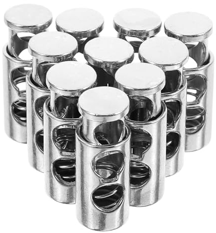 FUOYLOO 25pcs Alloy Spring Cord Locks for Drawstrings, Adjustable Double Hole Toggles with Secure Fit, Stylish Silver Metal Clamps for Clothing and DIY Crafts