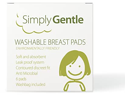Simply Gentle Washable Nursing Breast Pads – Soft & Absorbent – Discreet - Leak-proof Protection – Anti-Microbial & Easy to Wash – 6 Pads