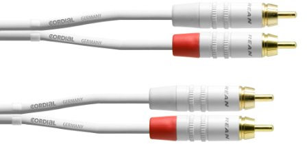 CORDIAL Cable audio doble RCA 3 m blanco Cable AUDIO Essentials RCA