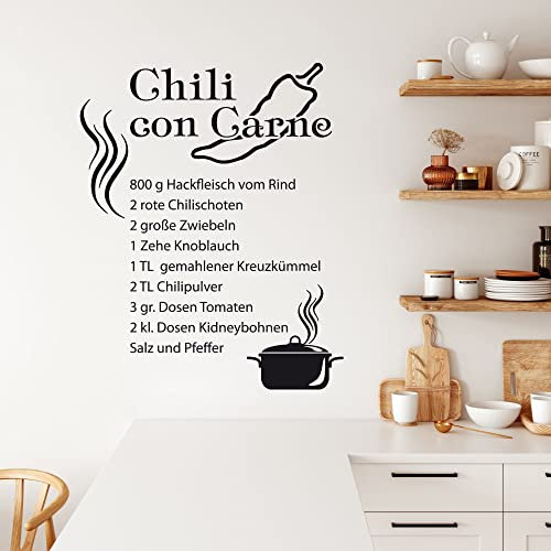 GRAZDesign WandtattooKüche Chili con Carne Rezept | Küchenaufkleber selbstklebend - 62x50cm / 010 weiss