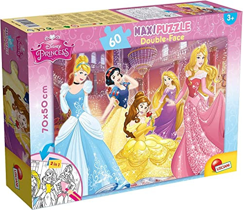 Lisciani De 2 Caras Coloreable Princesa, Piezas 48250 Puzzle 2 in 1 doppelseitig 60 Stück Prinzessinnen