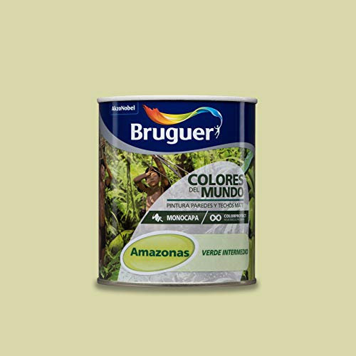 Bruguer Colores del Mundo Pintura para paredes monocapa Amazonas Verde Intermedio 750 ml