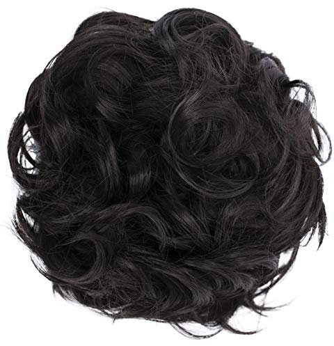 CAISHA Scrunchie Haarteil Haargummi Dutt Haarverdichtung Groß Emilia Gewellt Unordentlich DM15cm Dunkelschokobraun G3E
