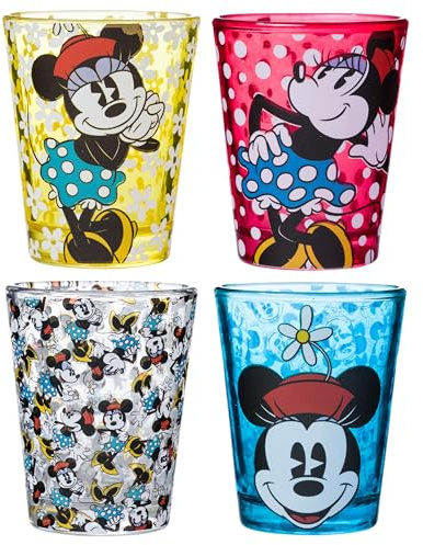 Silver Buffalo Disney Vintage Minnie Mouse Mini-Gläser-Set, 42,5 ml, 4 Stück